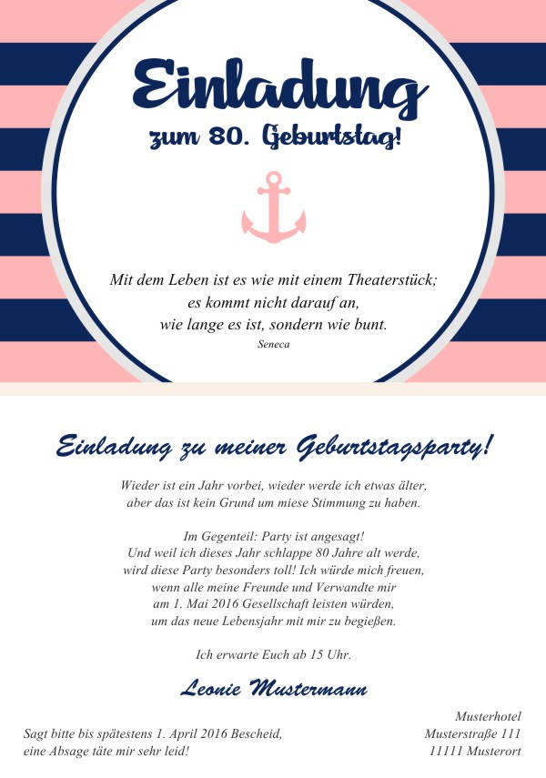 Maritime Geburtstagseinladungen Maritime Einladungskarten zum Geburtstag