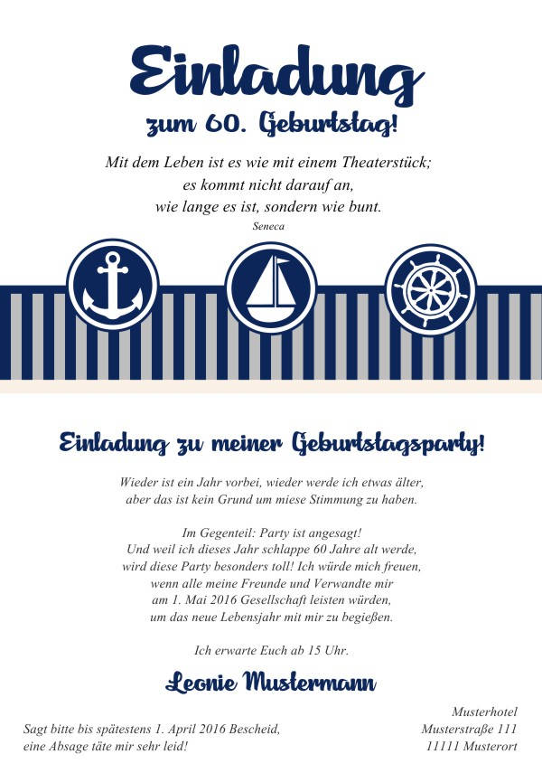 Maritime Geburtstagseinladungen Maritime Einladungskarten zum Geburtstag