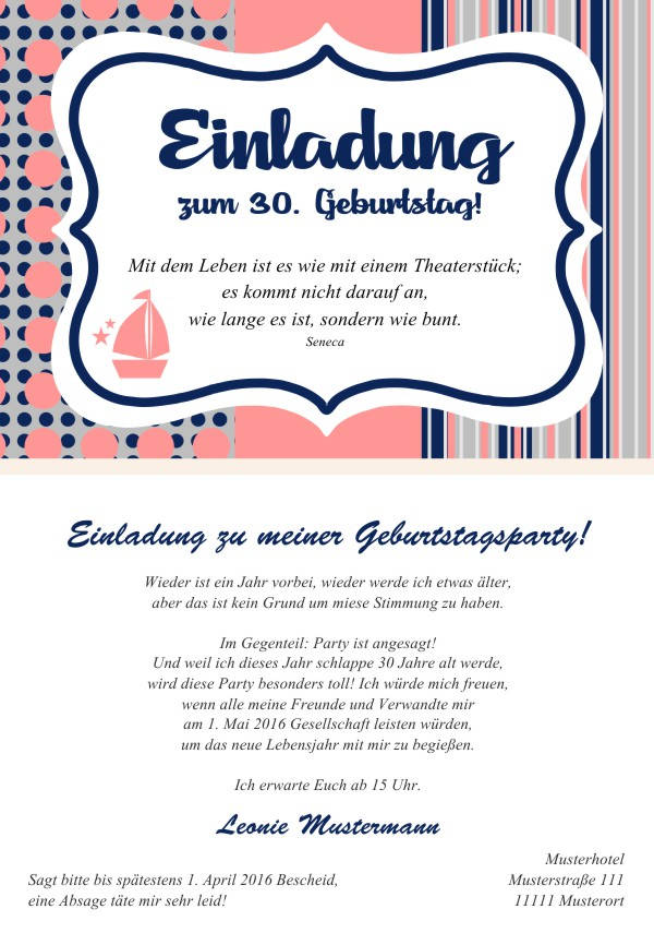 Maritime Geburtstagseinladungen Maritime Einladungskarten zum Geburtstag
