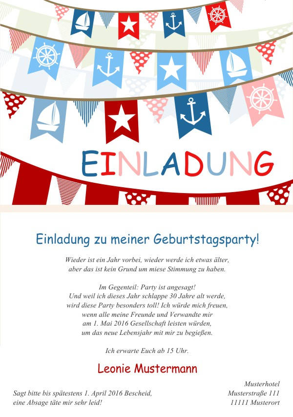 Maritime Geburtstagseinladungen Maritime Einladungskarten zum Geburtstag