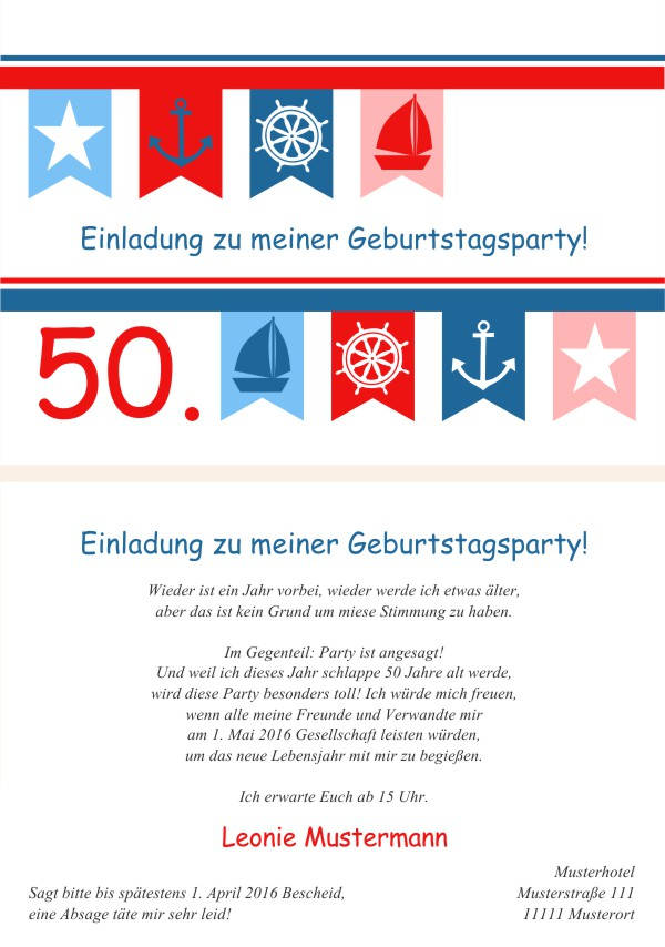 Maritime Geburtstagseinladungen Maritime Einladungskarten zum Geburtstag