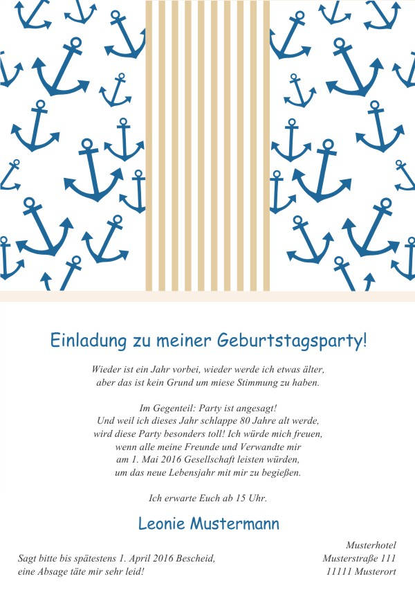 Maritime Geburtstagseinladungen Maritime Einladungskarten zum Geburtstag