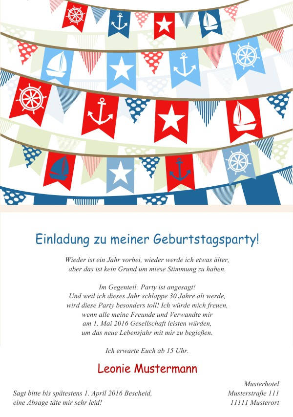 Maritime Geburtstagseinladungen Maritime Einladungskarten zum Geburtstag