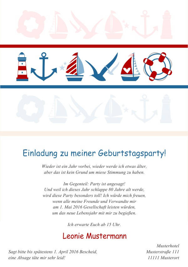 Maritime Geburtstagseinladungen Maritime Einladungskarten zum Geburtstag