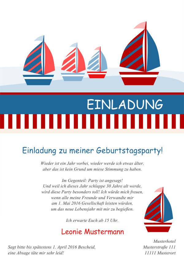 Maritime Geburtstagseinladungen Maritime Einladungskarten zum Geburtstag