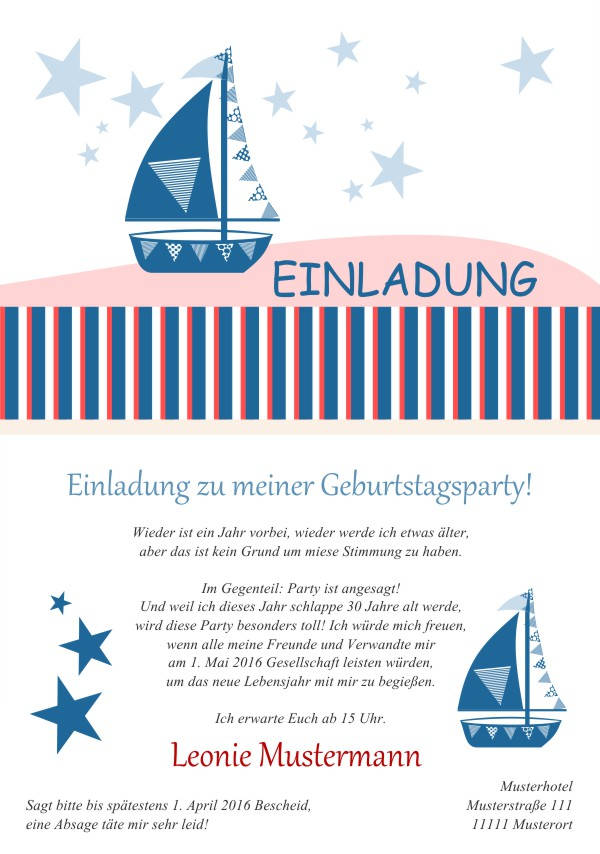 Maritime Geburtstagseinladungen Maritime Einladungskarten zum Geburtstag