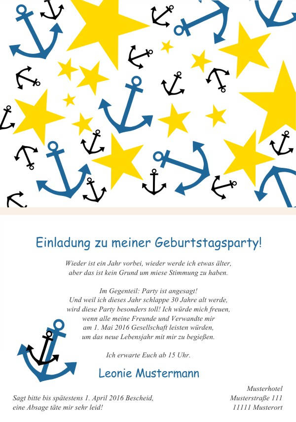 Maritime Geburtstagseinladungen Maritime Einladungskarten zum Geburtstag