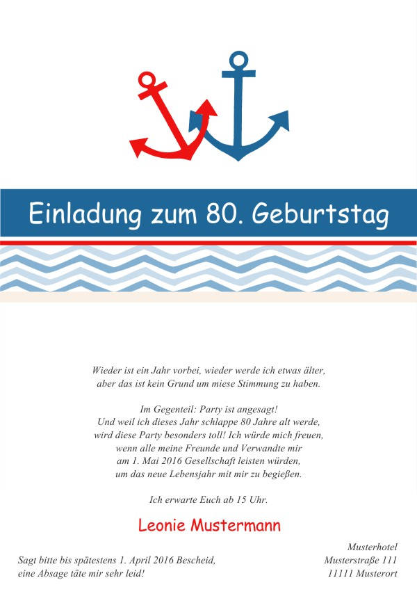 Maritime Geburtstagseinladungen Maritime Einladungskarten zum Geburtstag