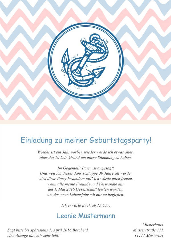Maritime Geburtstagseinladungen Maritime Einladungskarten zum Geburtstag