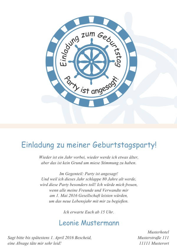Maritime Geburtstagseinladungen Maritime Einladungskarten zum Geburtstag