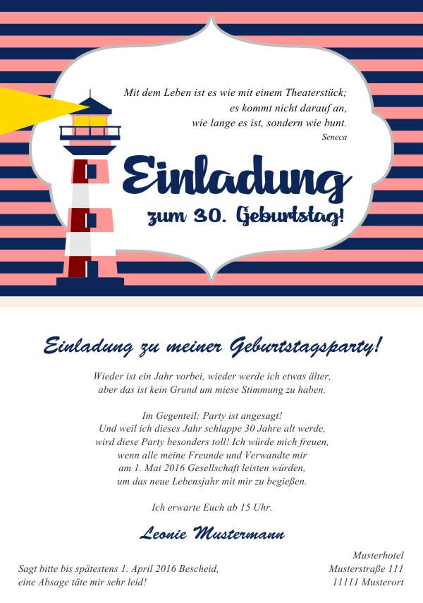Maritime Geburtstagseinladungen Maritime Einladungskarten zum Geburtstag