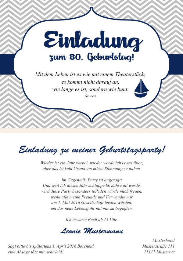 Maritime Einladungskarten zum Geburtstag