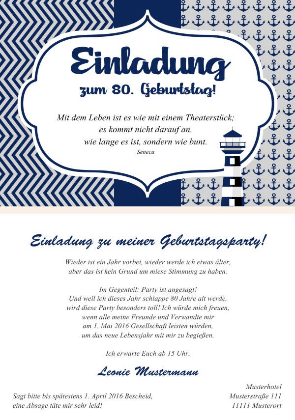 Maritime Geburtstagseinladungen Maritime Einladungskarten zum Geburtstag