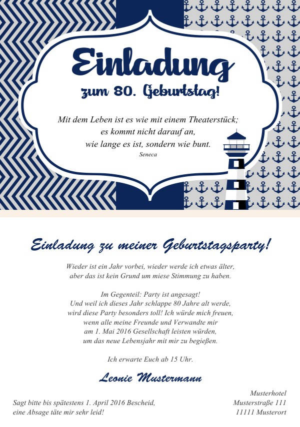 Maritime Einladungskarten zum Geburtstag