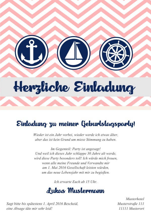 Maritime Geburtstagseinladungen Maritime Einladungskarten zum Geburtstag