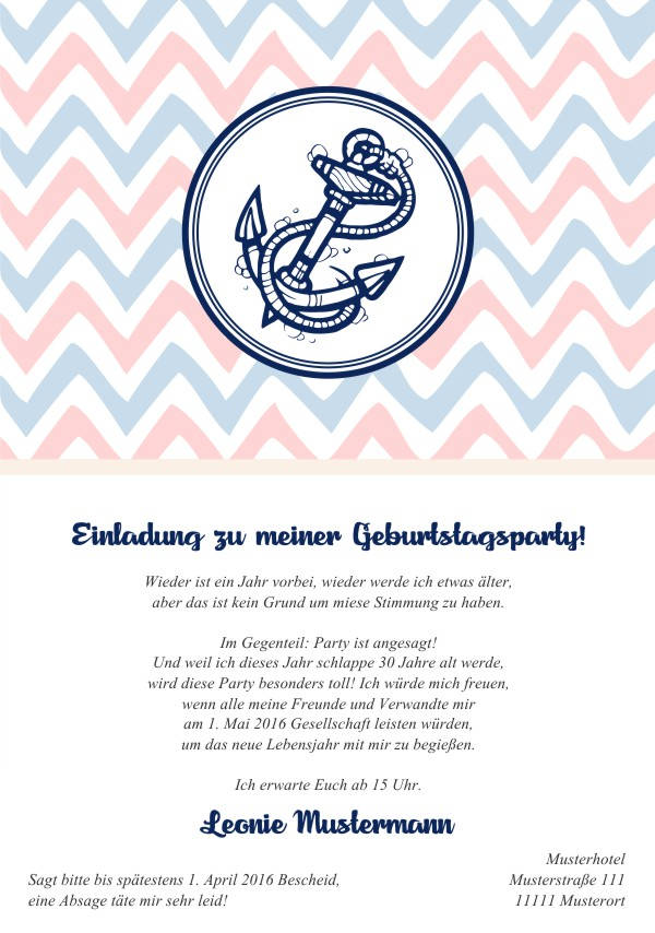 Maritime Geburtstagseinladungen Maritime Einladungskarten zum Geburtstag
