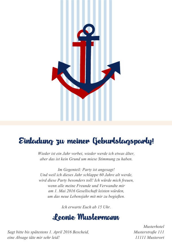 Maritime Geburtstagseinladungen Maritime Einladungskarten zum Geburtstag