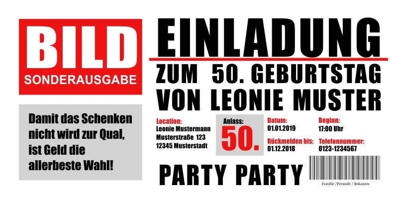 Beliebte Geburtstagseinladungen 50 Originelle Einladungskarten zum 50 Geburtstag