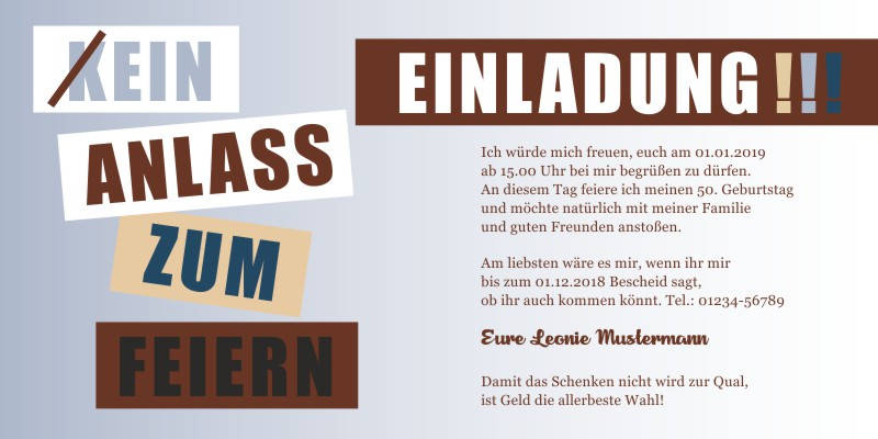 Beliebte Geburtstagseinladungen 50 Originelle Einladungskarten zum 50 Geburtstag