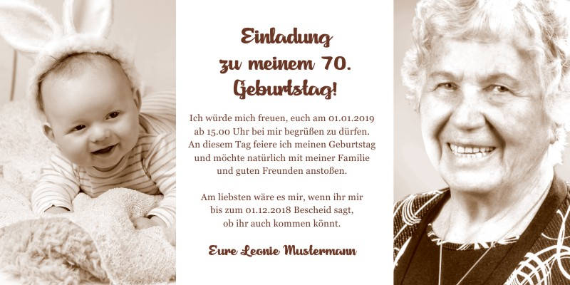 Originelle Einladungskarten zum 70 Geburtstag