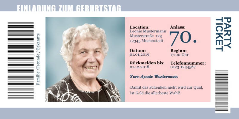 Originelle Einladungskarten zum 70 Geburtstag