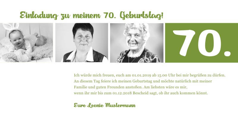 Originelle Einladungskarten zum 70 Geburtstag