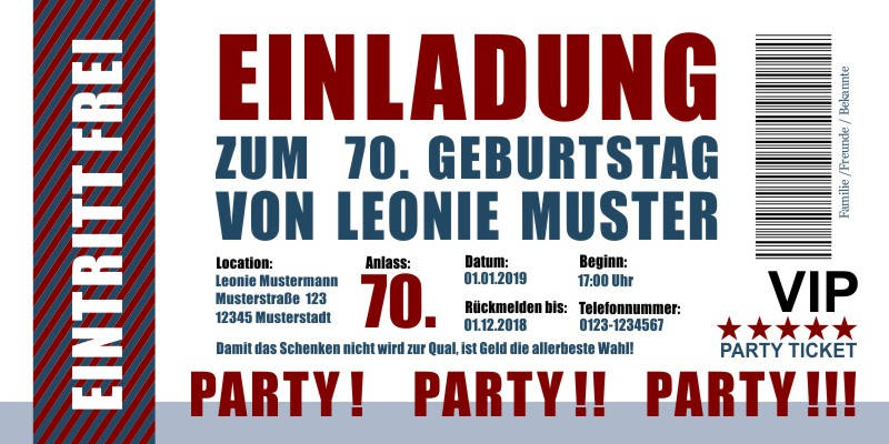 Originelle Einladungskarten zum 70 Geburtstag