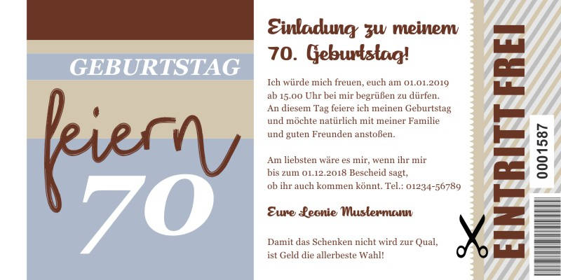 Originelle Einladungskarten zum 70 Geburtstag