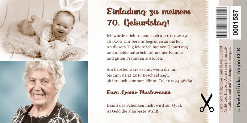Originelle Einladungskarten zum 70 Geburtstag