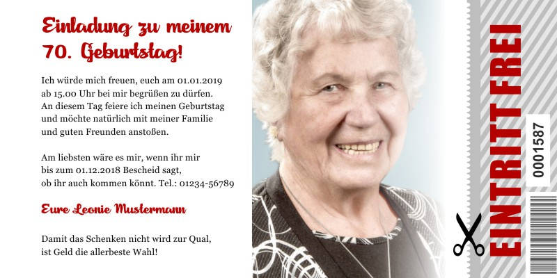 Originelle Einladungskarten zum 70 Geburtstag