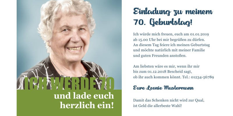 Originelle Einladungskarten zum 70 Geburtstag