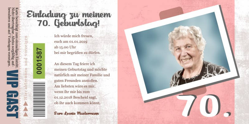 Originelle Einladungskarten zum 70 Geburtstag