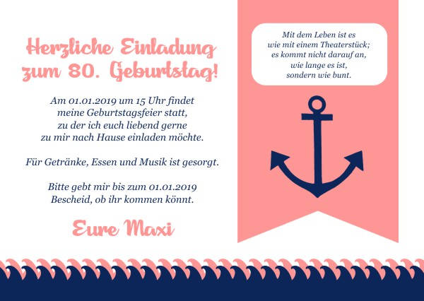 Maritime Geburtstagseinladungen Maritime Einladungskarten zum Geburtstag