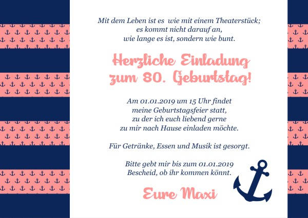 Maritime Geburtstagseinladungen Maritime Einladungskarten zum Geburtstag