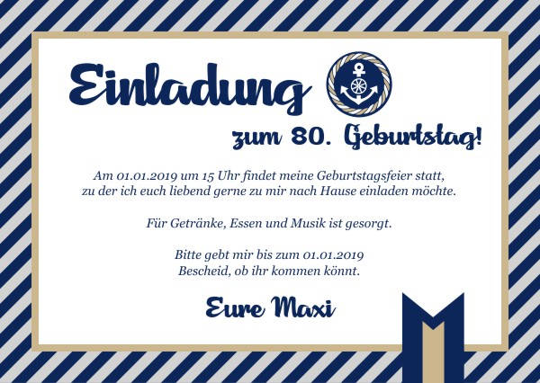 Maritime Einladungskarten zum Geburtstag