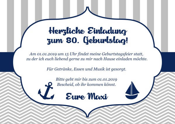 Maritime Einladungskarten zum Geburtstag