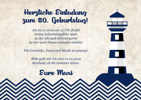 Maritime Einladungskarten zum Geburtstag