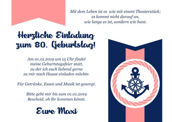 Maritime Einladungskarten zum Geburtstag