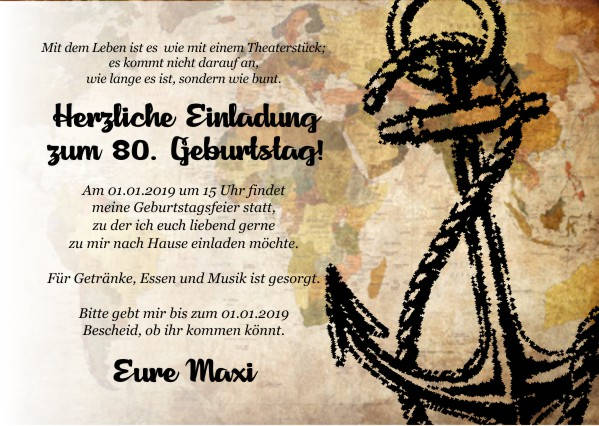 Maritime Einladungskarten zum Geburtstag