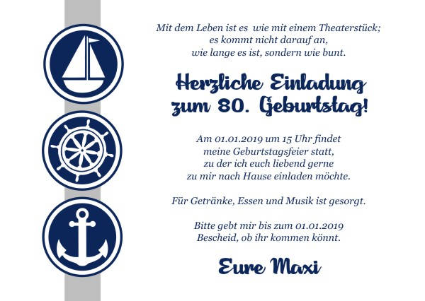 Maritime Einladungskarten zum Geburtstag