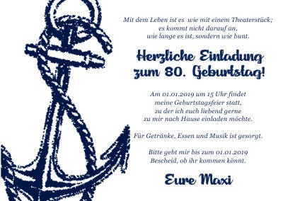 Maritime Einladungskarten Geburtstag