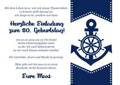 Maritime Einladungskarten Geburtstag