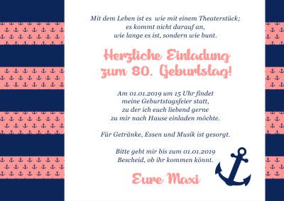 Maritime Einladungskarten Geburtstag